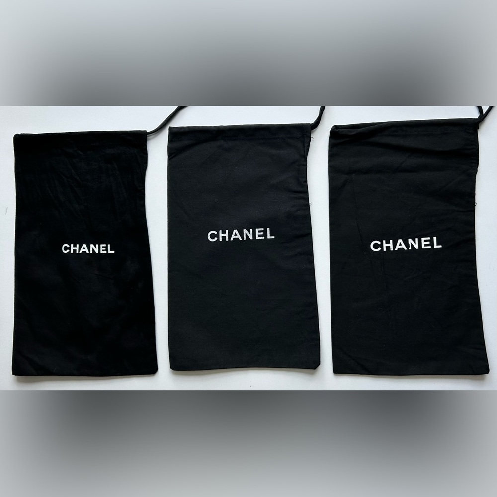 3-pack of CHANEL shoe dust bags 7.5" x 12.5" (slight issues with lettering)
